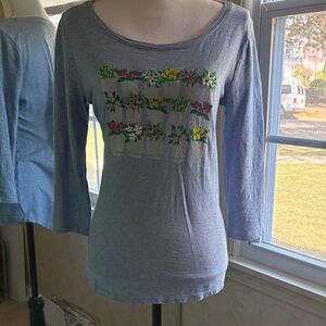 Talbots Blue tee with floral design
